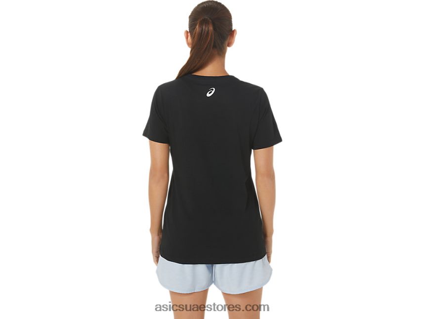 Asics أسود الأداء w orc مضيئة طاقم ss شعار صغير 2N24DJ2732