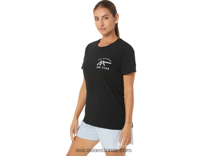 Asics أسود الأداء w orc مضيئة طاقم ss شعار صغير 2N24DJ2732