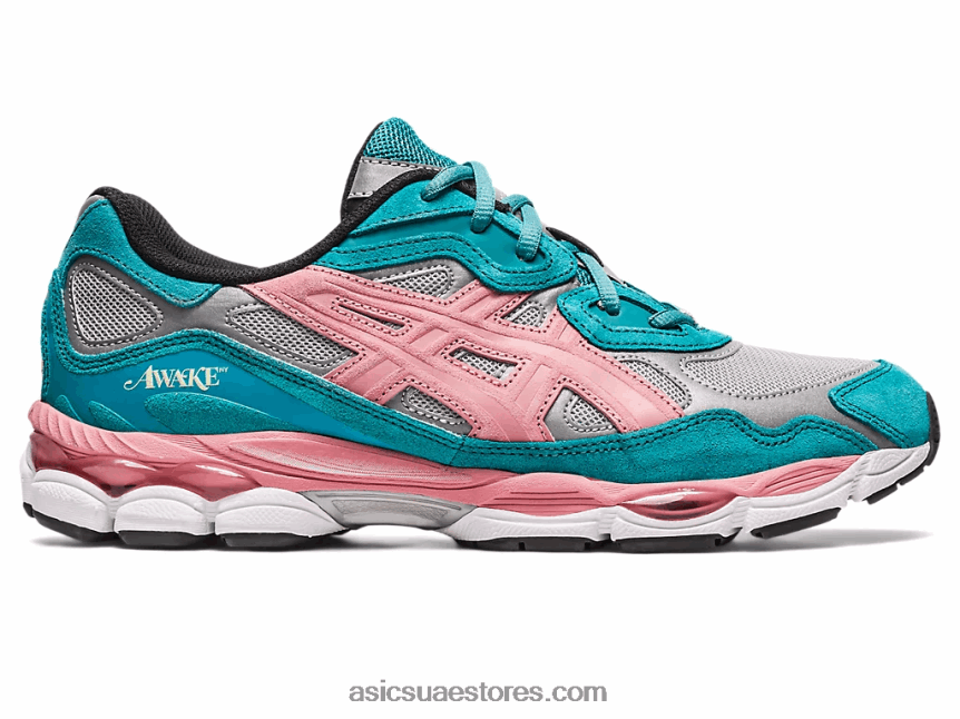 Asics فضي نقي / أخضر أزرق أردواز مستيقظا في نيويورك x gel-nyc 2N24DJ308