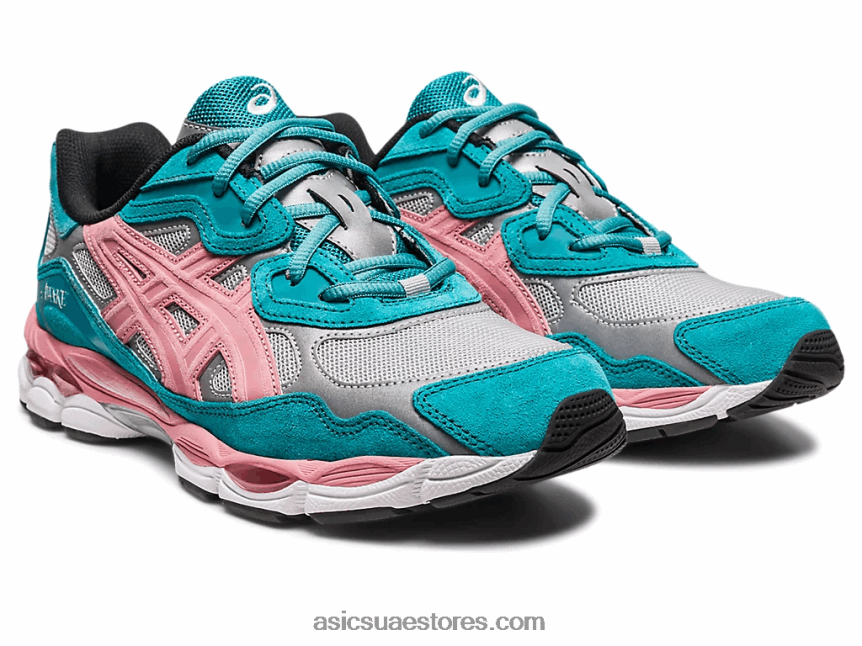 Asics فضي نقي / أخضر أزرق أردواز مستيقظا في نيويورك x gel-nyc 2N24DJ308