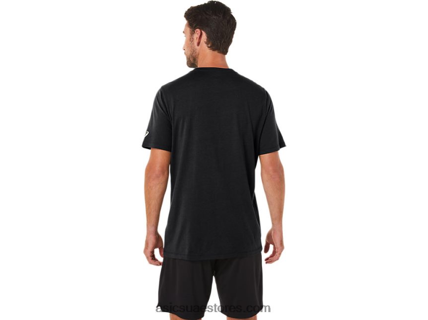 Asics أسود الأداء xg كم قصير شعار القفل تي شيرت 2N24DJ11