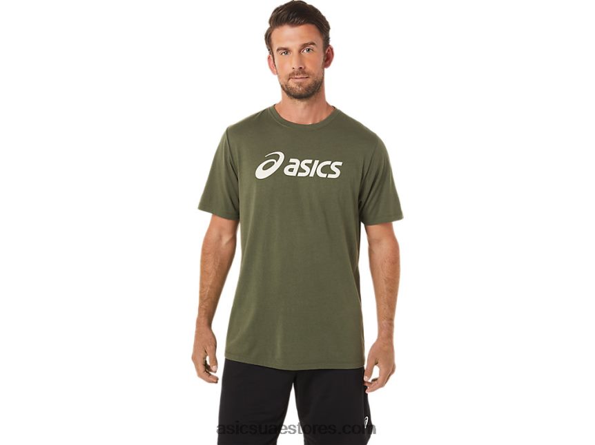 Asics قماش الزيتون xg كم قصير شعار القفل تي شيرت 2N24DJ1655