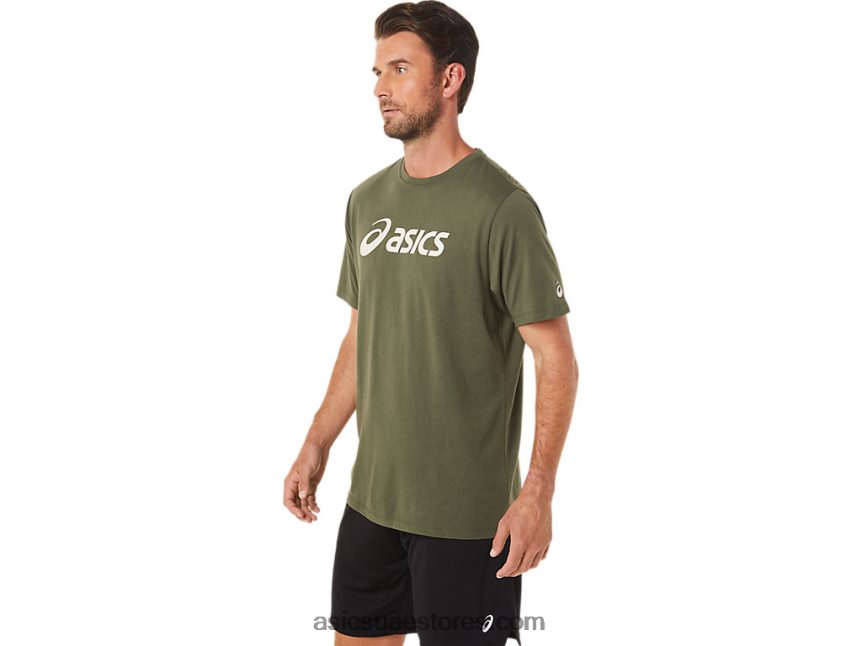 Asics قماش الزيتون xg كم قصير شعار القفل تي شيرت 2N24DJ1655