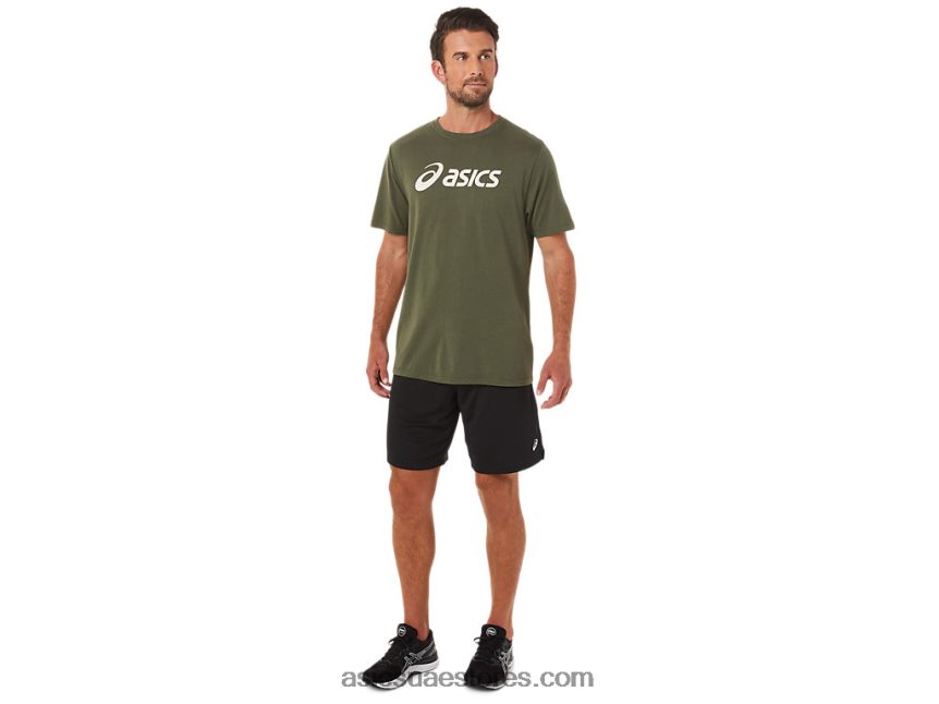 Asics قماش الزيتون xg كم قصير شعار القفل تي شيرت 2N24DJ1655