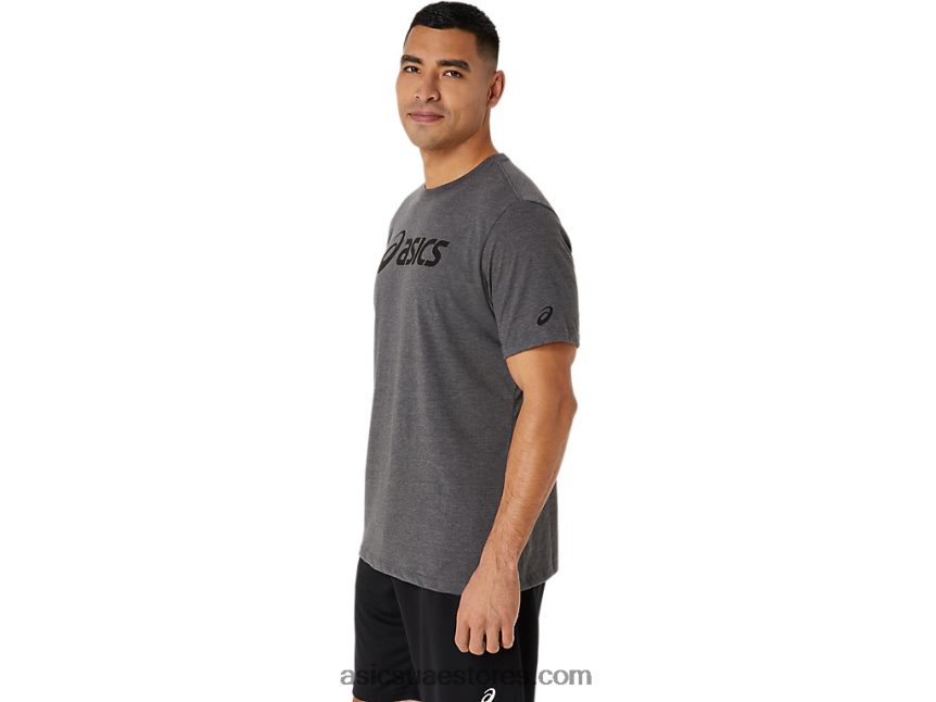 Asics هيذر رمادي غامق xg كم قصير شعار القفل تي شيرت 2N24DJ2076