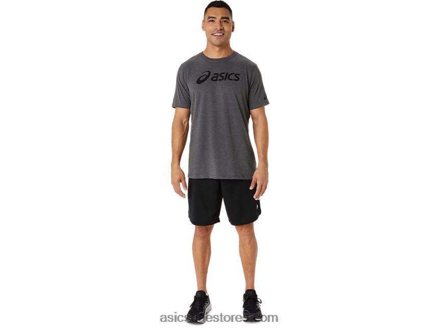 Asics هيذر رمادي غامق xg كم قصير شعار القفل تي شيرت 2N24DJ2076