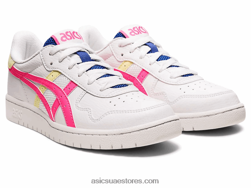 Asics أبيض / وردي ساخن مدرسة اليابان الابتدائية 2N24DJ4415