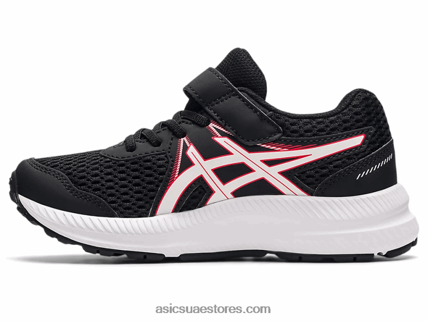 Asics أسود / أحمر كهربائي تتعامل مع 7 روضة أطفال 2N24DJ4512