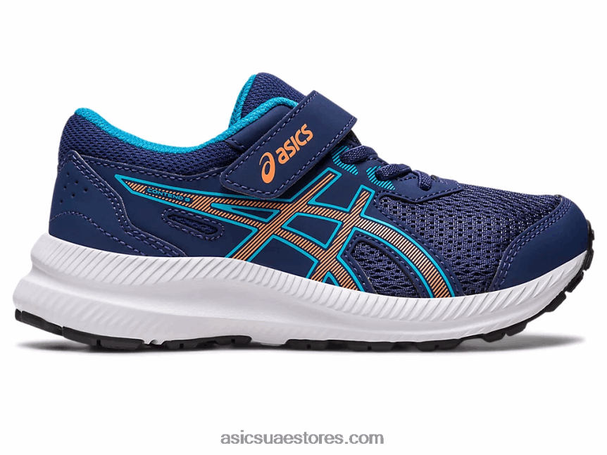 Asics أزرق نيلي / شمس خوخ تتعامل مع 8 مرحلة ما قبل المدرسة 2N24DJ4252