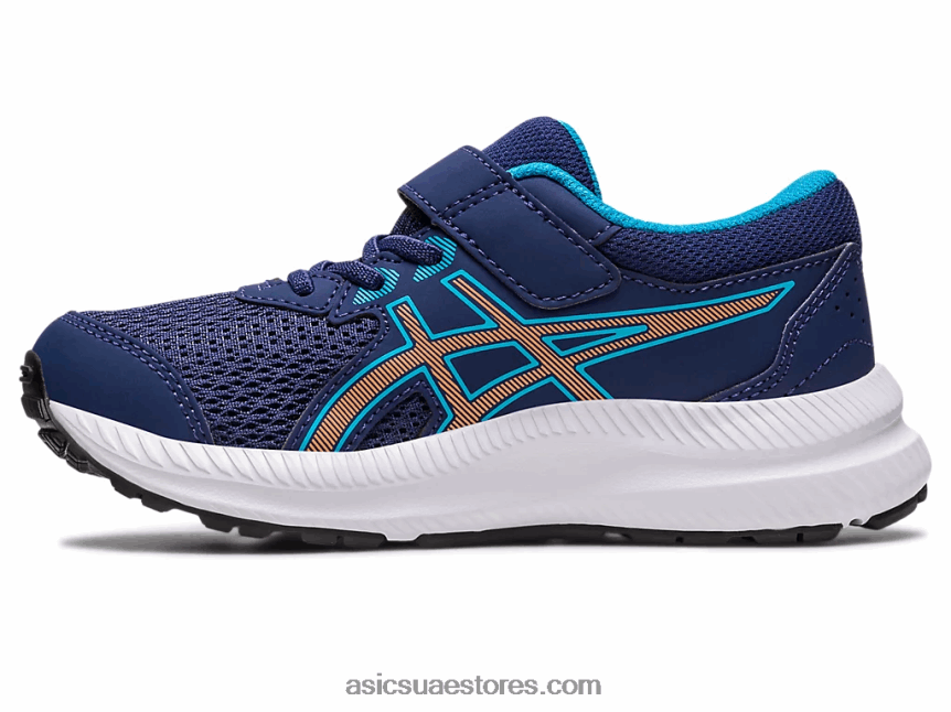 Asics أزرق نيلي / شمس خوخ تتعامل مع 8 مرحلة ما قبل المدرسة 2N24DJ4252