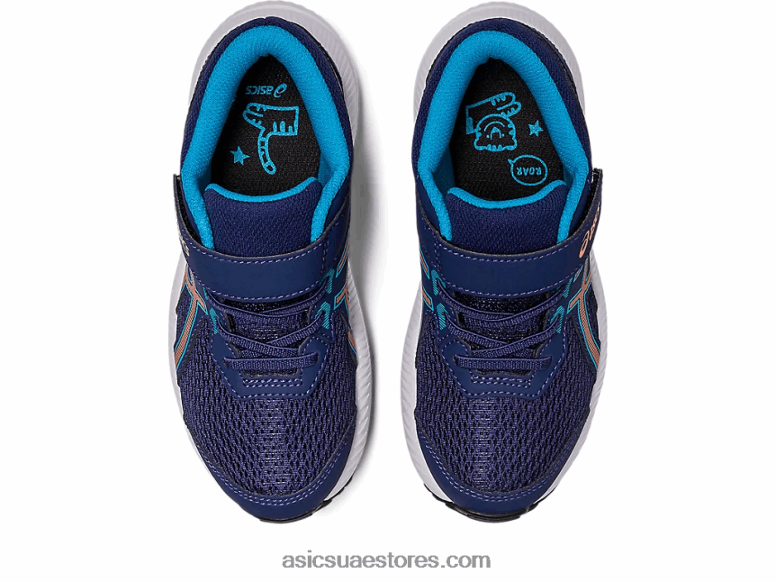 Asics أزرق نيلي / شمس خوخ تتعامل مع 8 مرحلة ما قبل المدرسة 2N24DJ4252