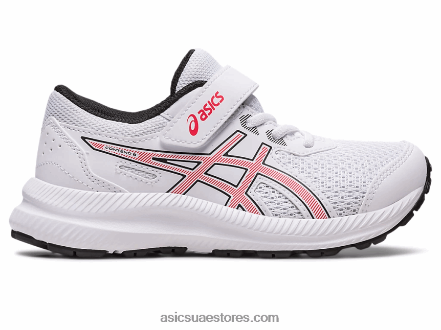 Asics أبيض / أحمر كهربائي تتعامل مع 8 مرحلة ما قبل المدرسة 2N24DJ4297