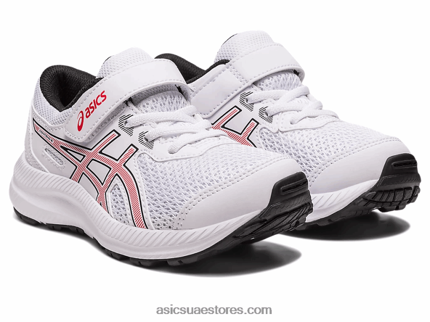Asics أبيض / أحمر كهربائي تتعامل مع 8 مرحلة ما قبل المدرسة 2N24DJ4297