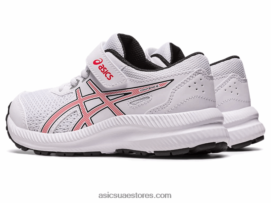 Asics أبيض / أحمر كهربائي تتعامل مع 8 مرحلة ما قبل المدرسة 2N24DJ4297