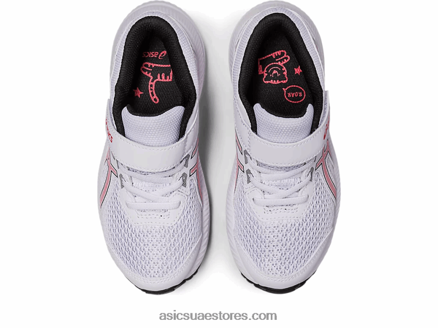 Asics أبيض / أحمر كهربائي تتعامل مع 8 مرحلة ما قبل المدرسة 2N24DJ4297