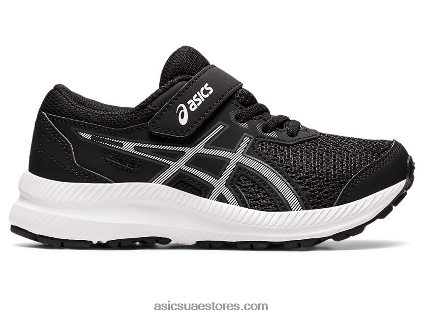 Asics أسود / أبيض تتعامل مع 8 مرحلة ما قبل المدرسة 2N24DJ4330