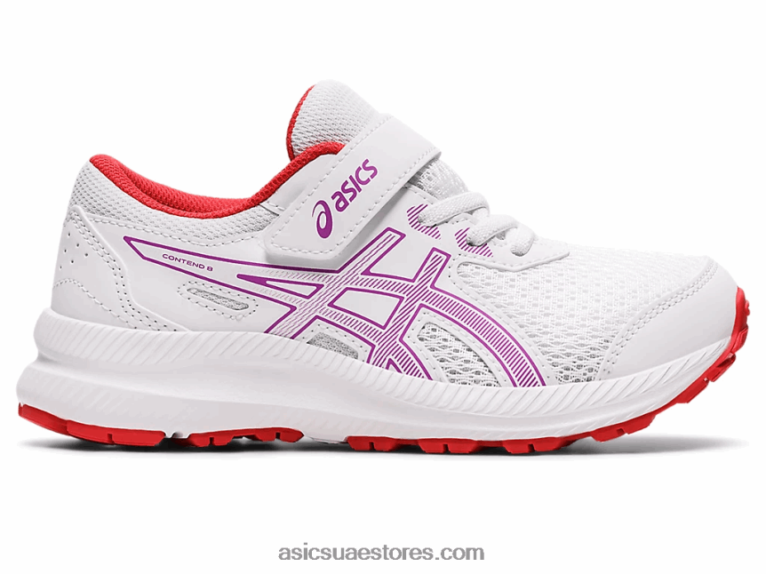 Asics سحلبية بيضاء تتعامل مع 8 مرحلة ما قبل المدرسة 2N24DJ4403