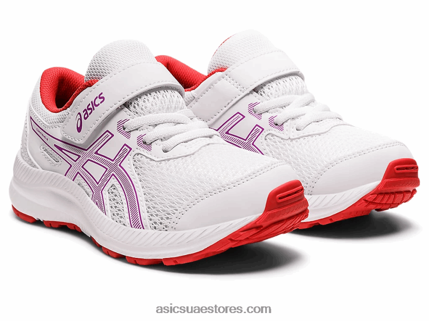 Asics سحلبية بيضاء تتعامل مع 8 مرحلة ما قبل المدرسة 2N24DJ4403