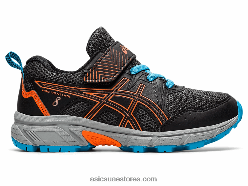 Asics أسود / برتقالي القطيفة مرحلة ما قبل المدرسة 8 مرحلة ما قبل المدرسة 2N24DJ4502