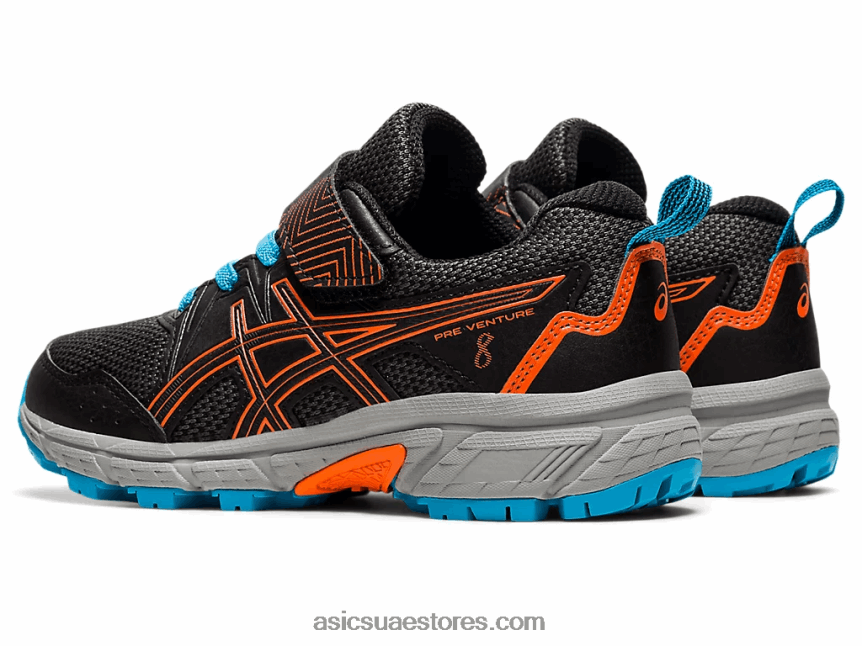 Asics أسود / برتقالي القطيفة مرحلة ما قبل المدرسة 8 مرحلة ما قبل المدرسة 2N24DJ4502
