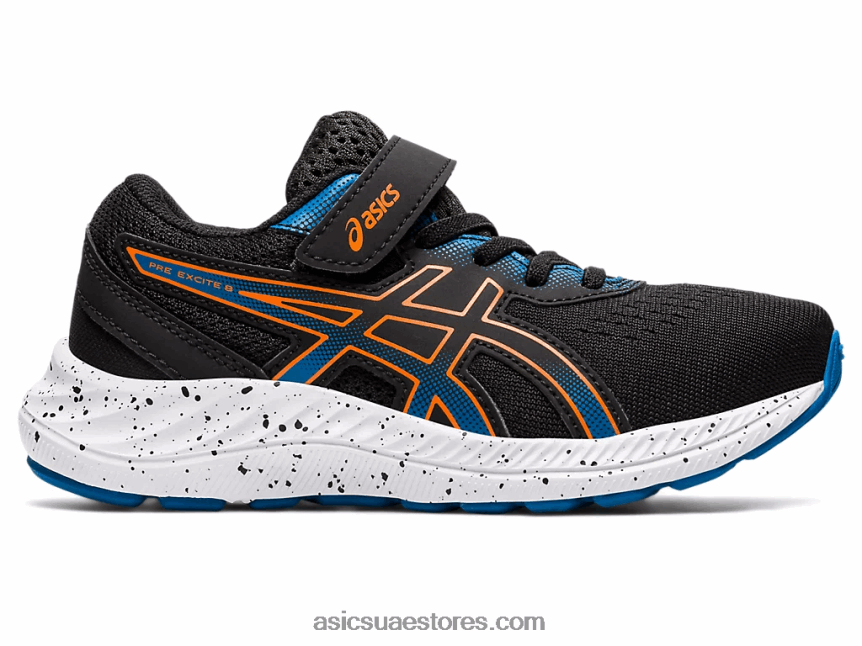 Asics أسود / برتقالي القطيفة قبل الإثارة 8 روضة الأطفال 2N24DJ4532