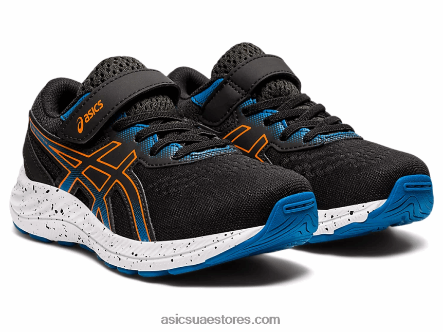 Asics أسود / برتقالي القطيفة قبل الإثارة 8 روضة الأطفال 2N24DJ4532