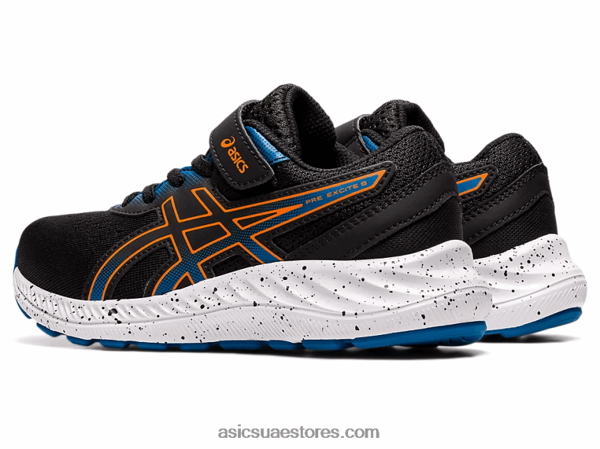 Asics أسود / برتقالي القطيفة قبل الإثارة 8 روضة الأطفال 2N24DJ4532