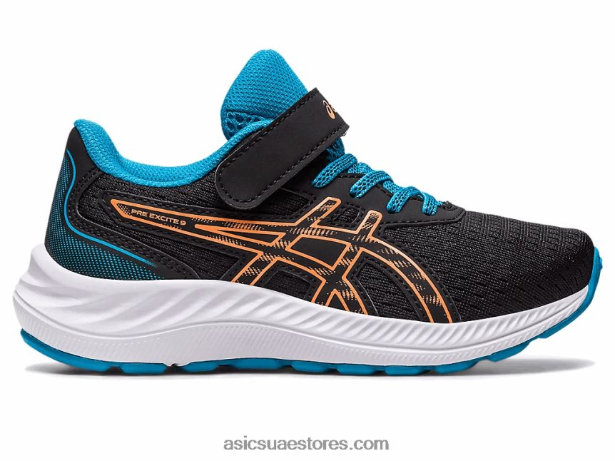 Asics أسود / شمس خوخ قبل الإثارة 9 مرحلة ما قبل المدرسة 2N24DJ4280