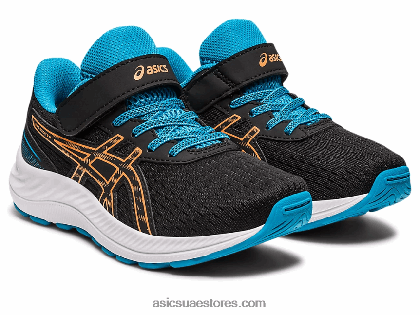 Asics أسود / شمس خوخ قبل الإثارة 9 مرحلة ما قبل المدرسة 2N24DJ4280