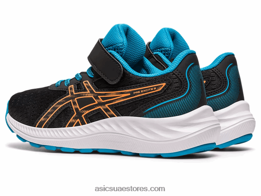 Asics أسود / شمس خوخ قبل الإثارة 9 مرحلة ما قبل المدرسة 2N24DJ4280