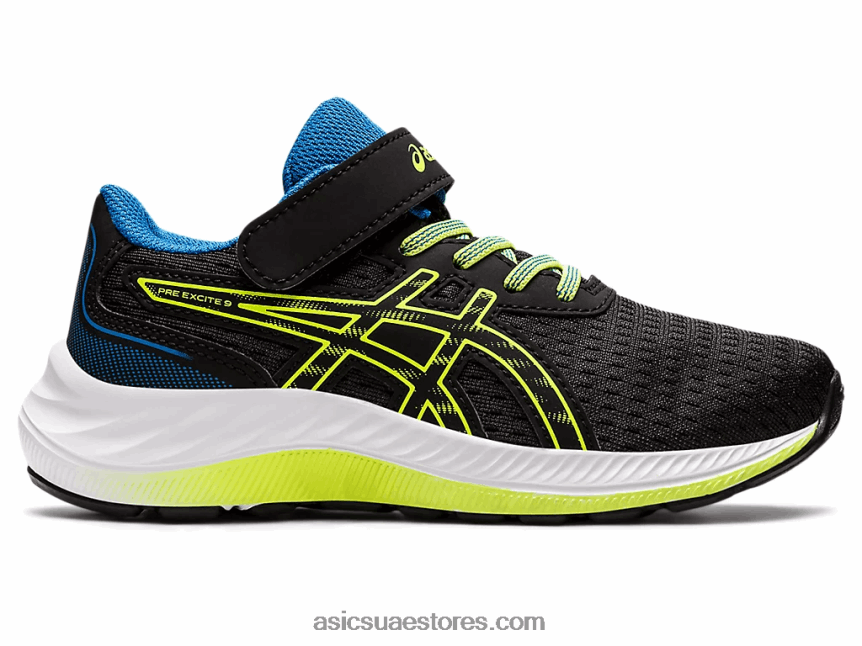 Asics أسود / أخضر خطر قبل الإثارة 9 مرحلة ما قبل المدرسة 2N24DJ4460