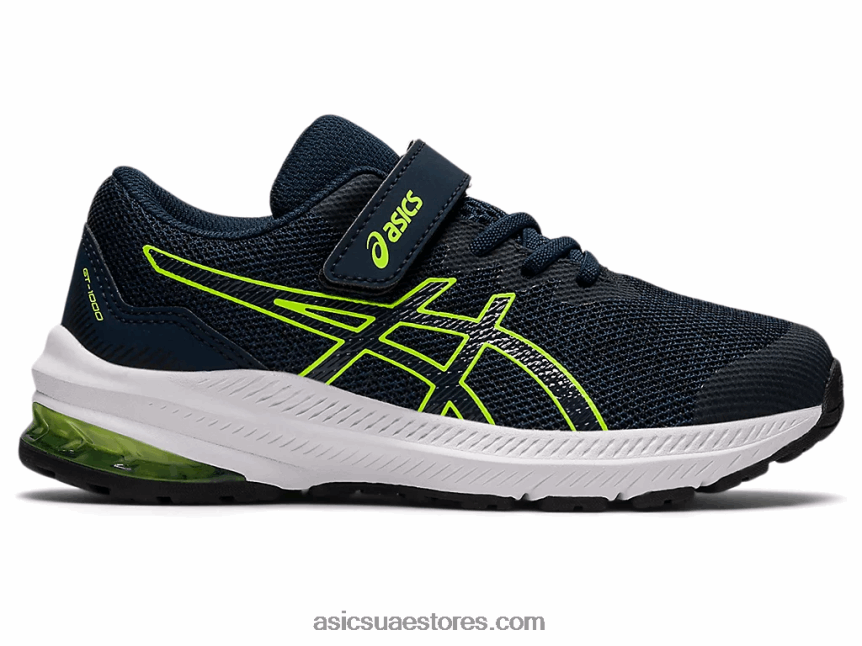 Asics الأزرق الفرنسي / الأخضر الخطر gt-1000 11 روضة الأطفال 2N24DJ4457