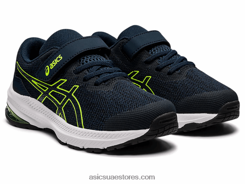 Asics الأزرق الفرنسي / الأخضر الخطر gt-1000 11 روضة الأطفال 2N24DJ4457
