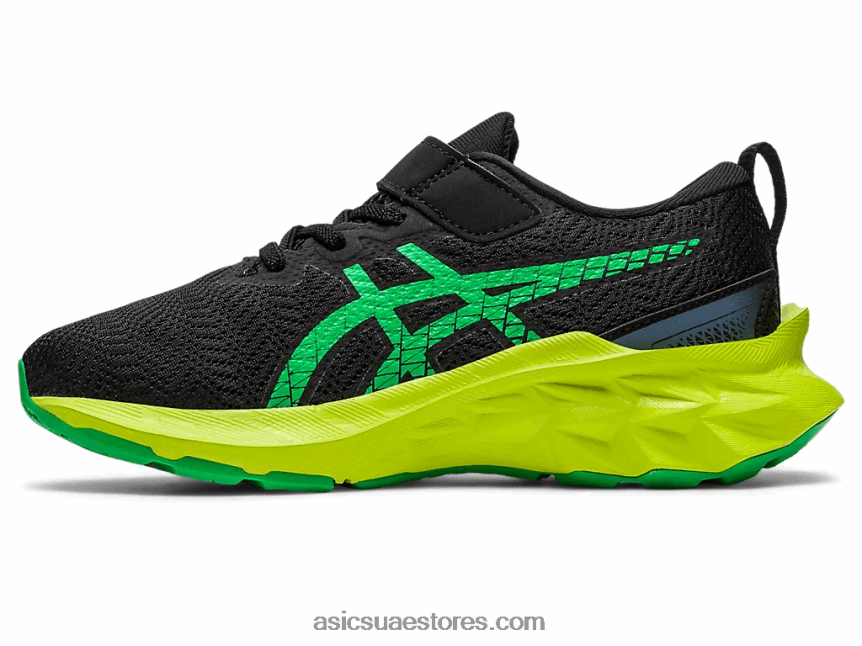 Asics أسود / قشر الليمون novablast 2 مرحلة ما قبل المدرسة 2N24DJ4224