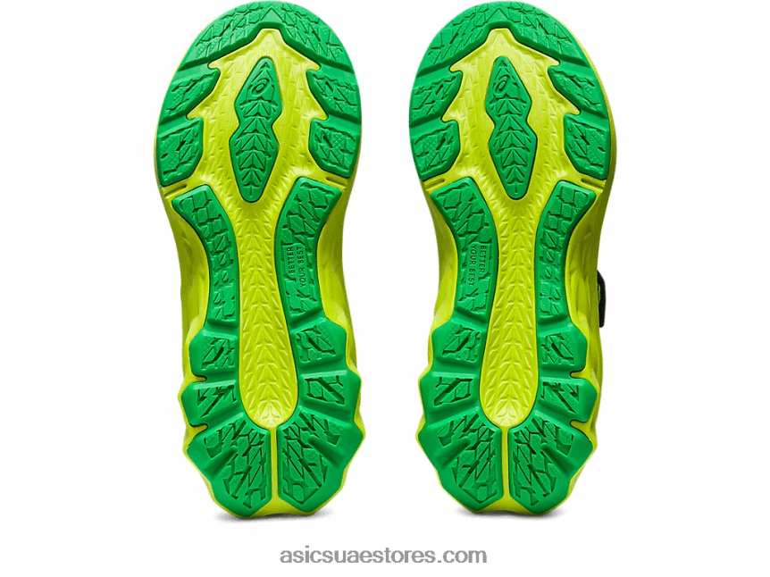 Asics أسود / قشر الليمون novablast 2 مرحلة ما قبل المدرسة 2N24DJ4224