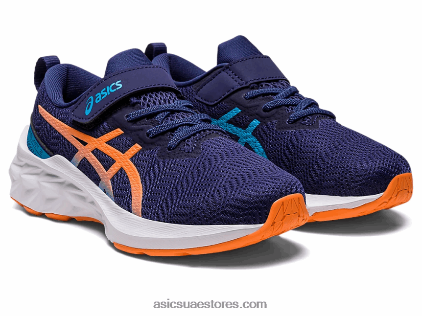 Asics أزرق نيلي / شمس خوخ novablast 2 مرحلة ما قبل المدرسة 2N24DJ4283