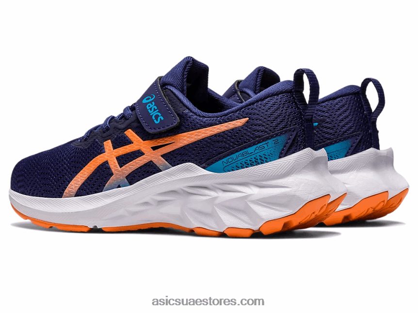 Asics أزرق نيلي / شمس خوخ novablast 2 مرحلة ما قبل المدرسة 2N24DJ4283