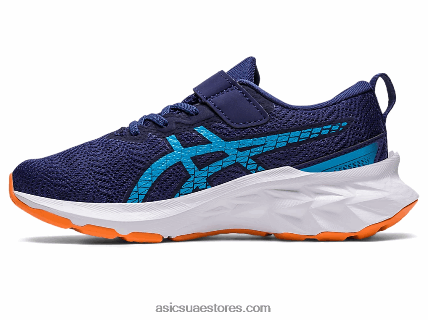Asics أزرق نيلي / شمس خوخ novablast 2 مرحلة ما قبل المدرسة 2N24DJ4283
