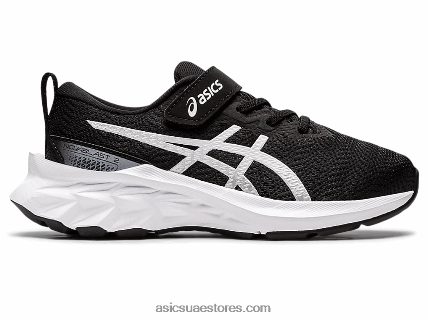 Asics أسود / أبيض novablast 2 مرحلة ما قبل المدرسة 2N24DJ4417