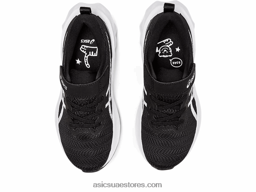 Asics أسود / أبيض novablast 2 مرحلة ما قبل المدرسة 2N24DJ4417