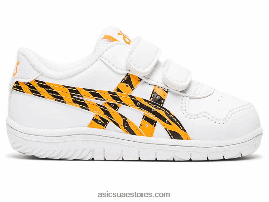 Asics أبيض / زميل أصفر حجم اليابان طفل صغير 2N24DJ4443