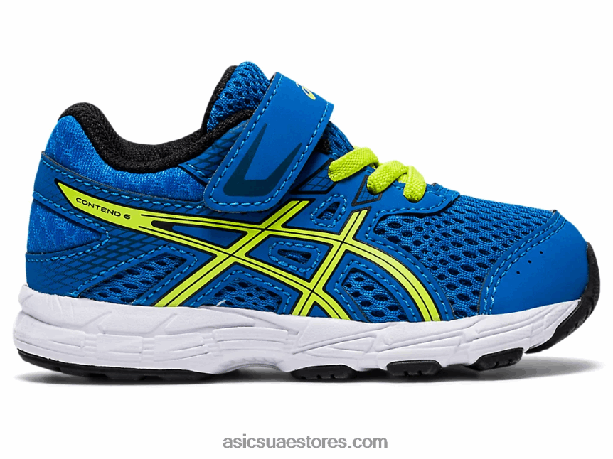 Asics اللون الأزرق المباشر / نكهة الليمون الحامض تتعامل مع حجم 6 طفل صغير 2N24DJ4562