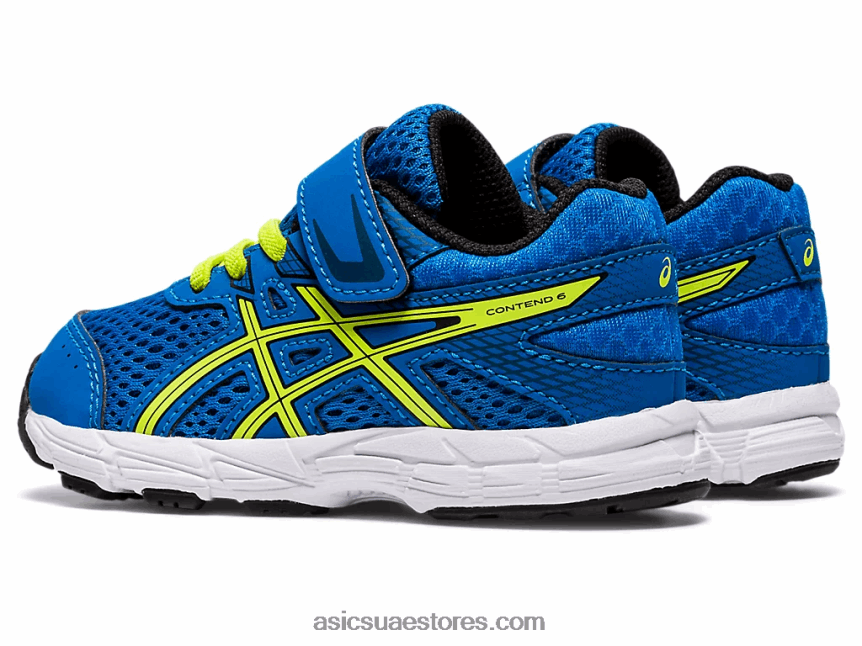 Asics اللون الأزرق المباشر / نكهة الليمون الحامض تتعامل مع حجم 6 طفل صغير 2N24DJ4562