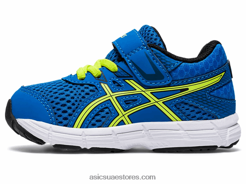 Asics اللون الأزرق المباشر / نكهة الليمون الحامض تتعامل مع حجم 6 طفل صغير 2N24DJ4562