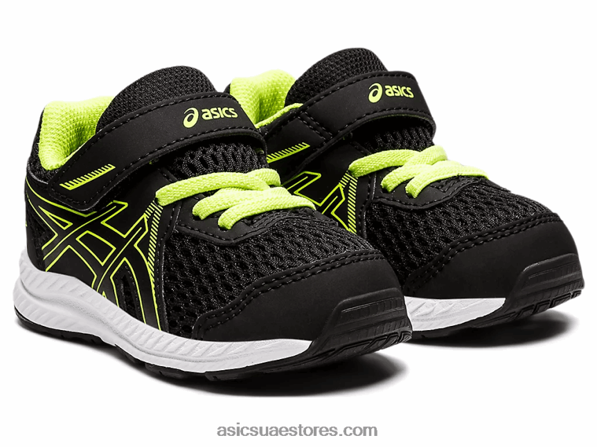 Asics أسود / أخضر خطر تتعامل مع 7 حجم طفل صغير 2N24DJ4485