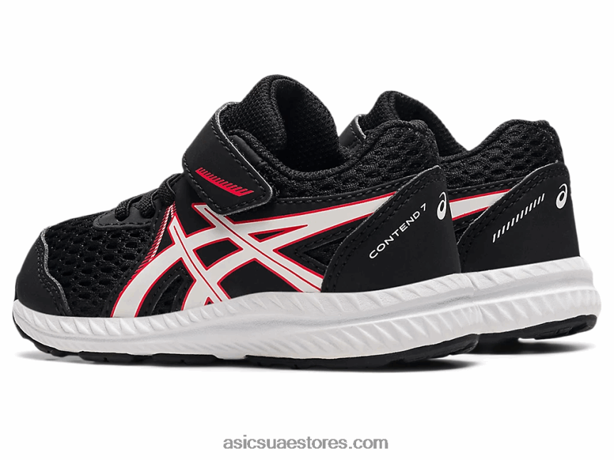 Asics أسود / أحمر كهربائي تتعامل مع 7 حجم طفل صغير 2N24DJ4523