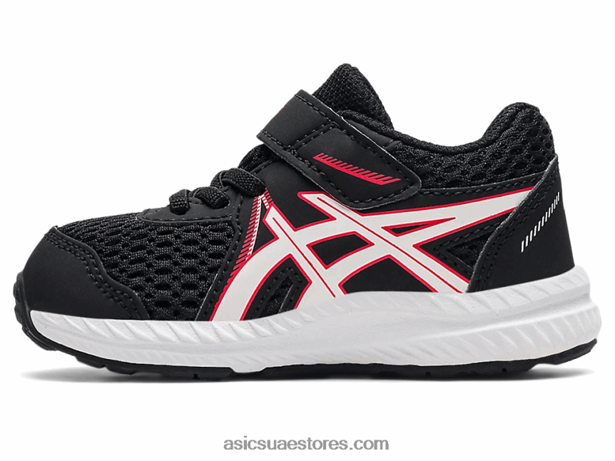 Asics أسود / أحمر كهربائي تتعامل مع 7 حجم طفل صغير 2N24DJ4523