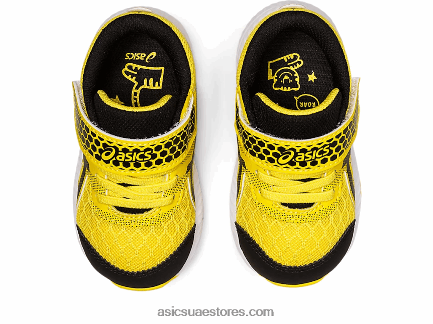 Asics أصفر / أسود نابض بالحياة تتعامل مع 8 ساحة مدرسة بحجم طفل صغير 2N24DJ4406