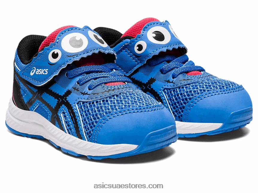 Asics الساحل الأزرق / الأسود تتعامل مع 8 ساحة مدرسة بحجم طفل صغير 2N24DJ4407