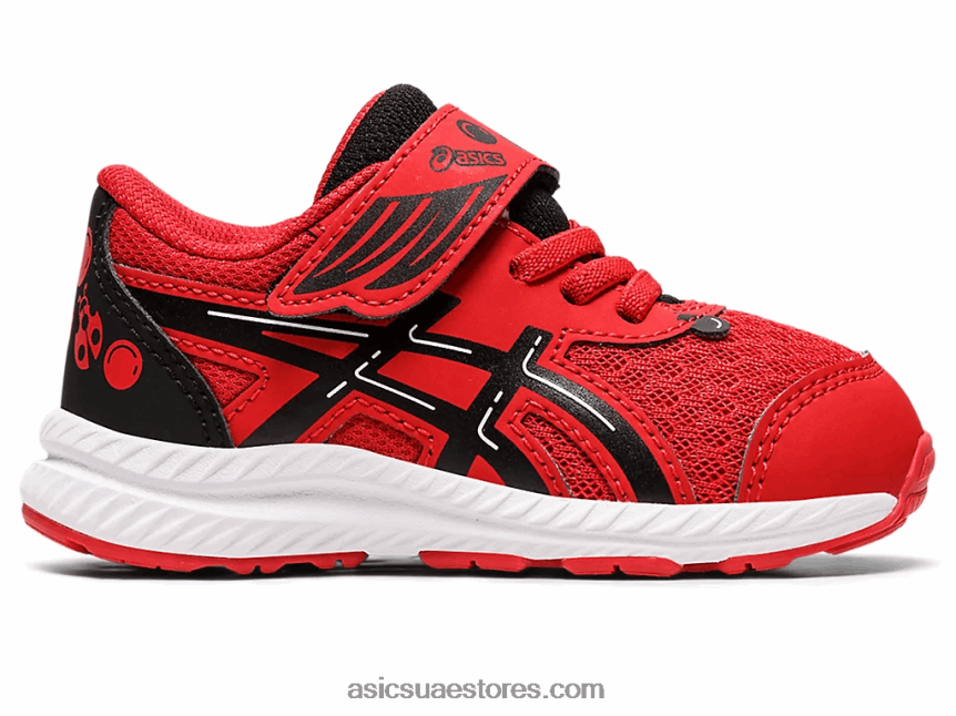 Asics كلاسيك أحمر / أسود تتعامل مع 8 ساحة مدرسة بحجم طفل صغير 2N24DJ4412